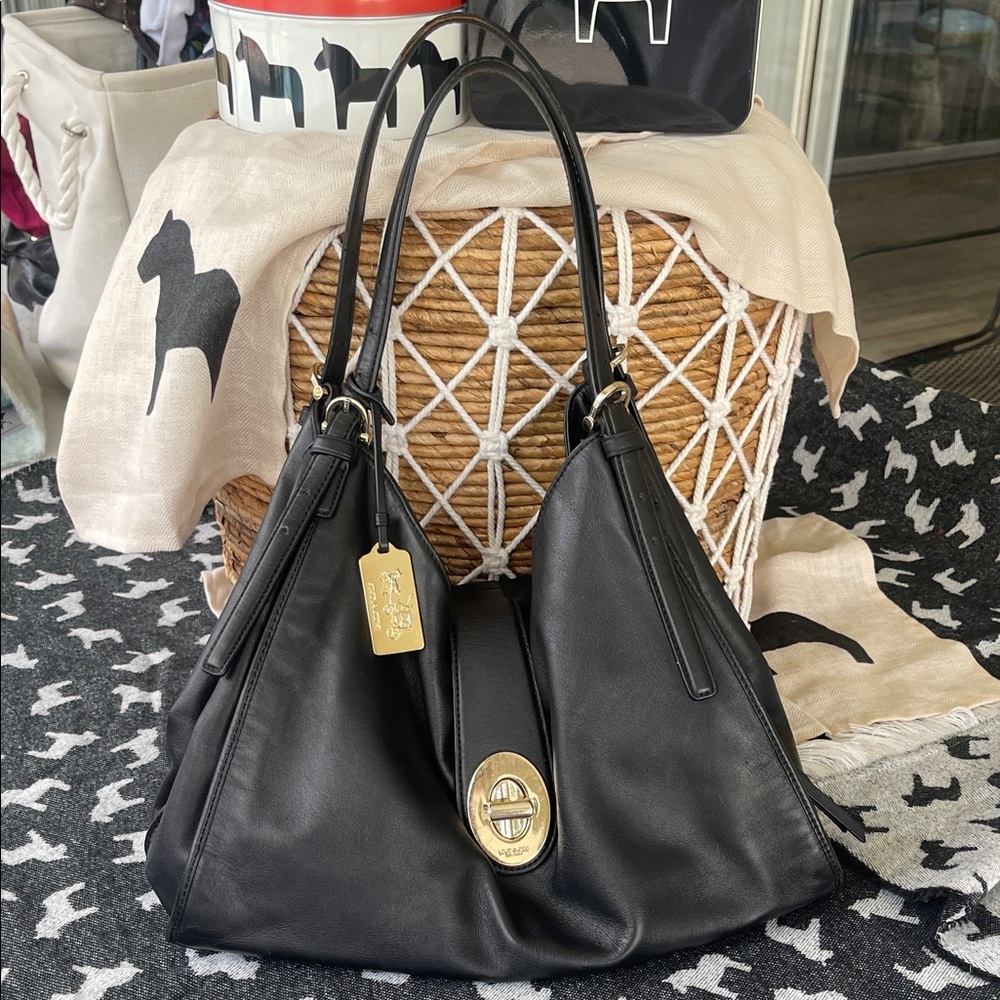 Coach Black Leather Shoulder Bag
